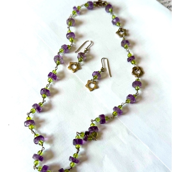 ✨Exquisite Sterling Silver Carlo Biagi Purple and Green Necklace and Earring Set - Picture 1 of 16